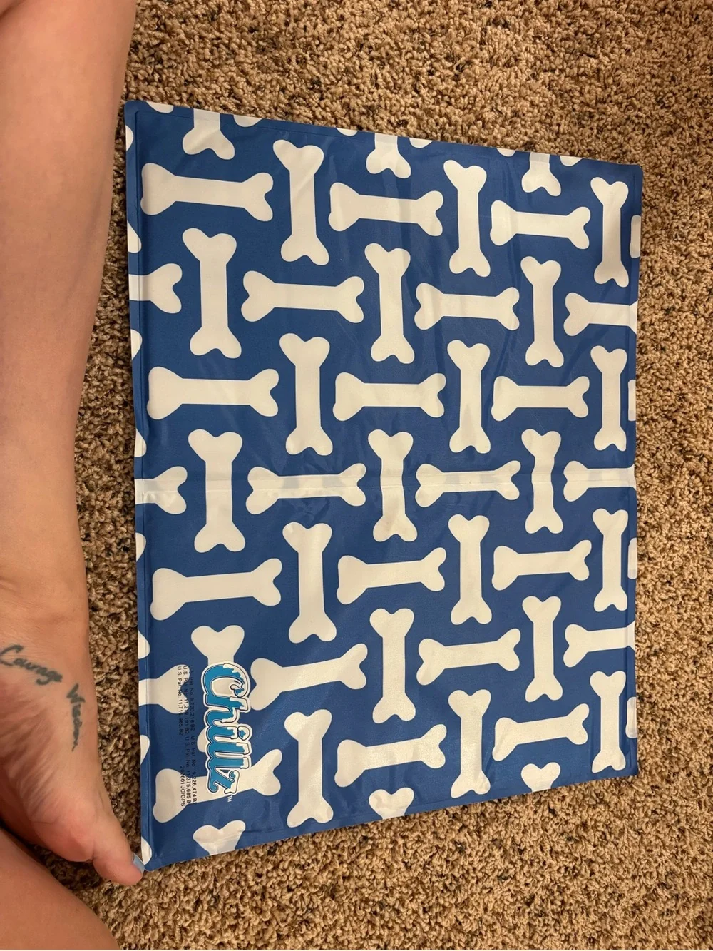 Chillz Blue and White Dog Bone Cooling Mat